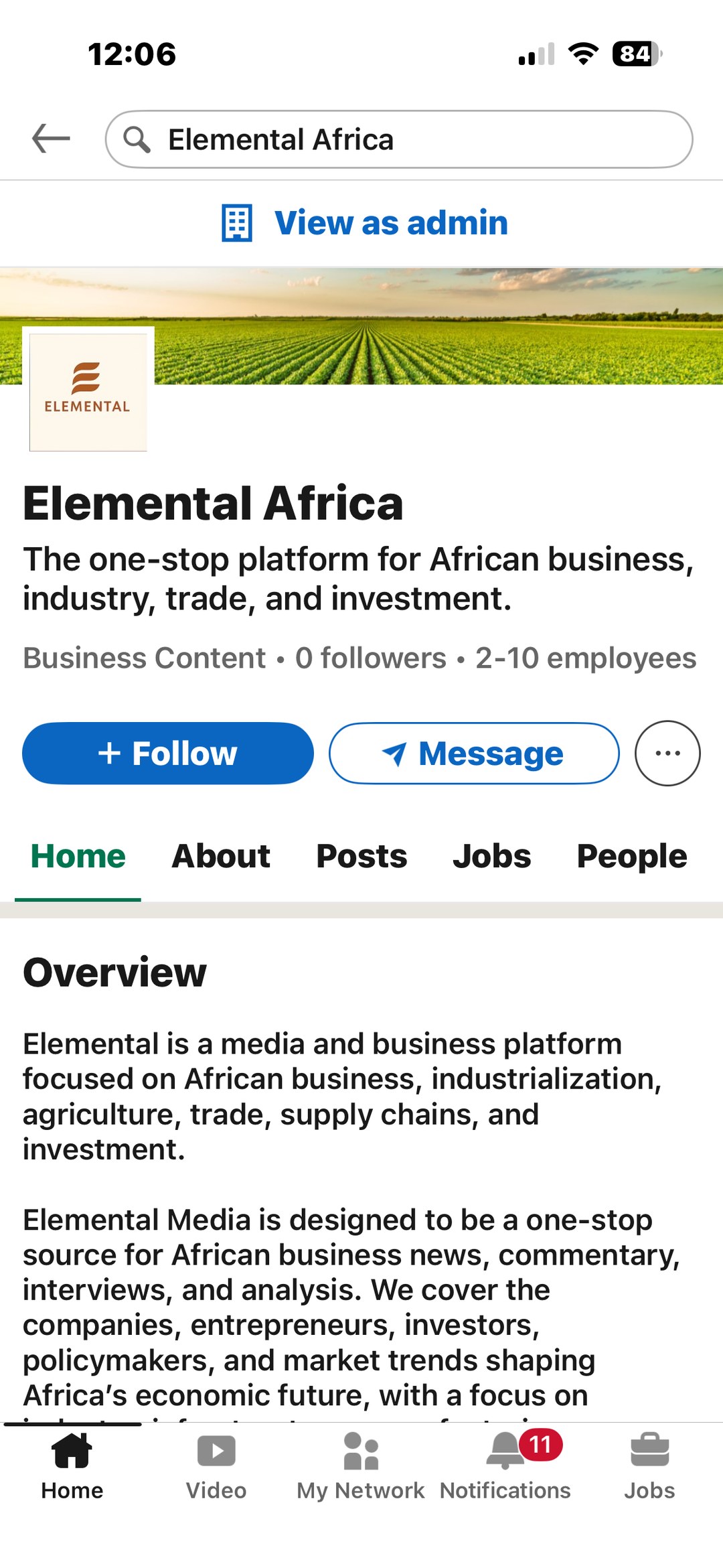 Elemental Africa on LinkedIn, shown on an iPhone 16 Pro